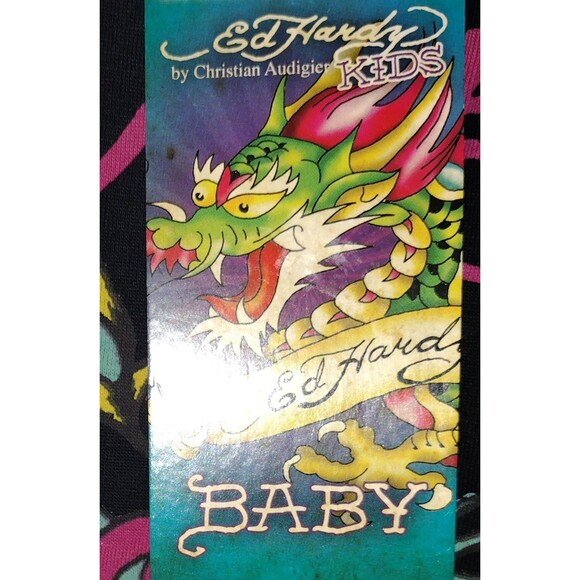 Ed Hardy Baby Tee 18-24 Months Black w/ Rose Vtg by Christian Audigier NWT - Picture 8 of 8